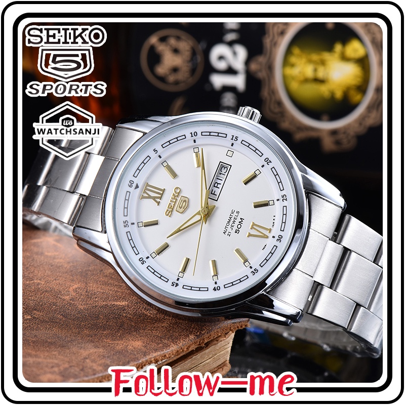 In stock] Original Men Watches Seiko 5 21 Jewels Automatic Watch for Men  Luminous waterproof Black dial calendar Silver Stainless steel strap |  Shopee Malaysia