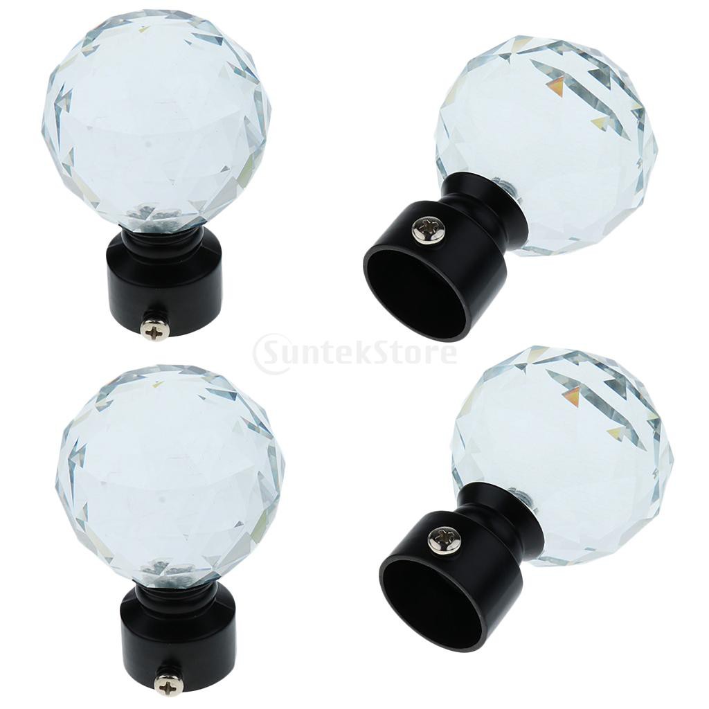 Magideal 4x Crystal Ball Curtain Finial Drapery Decorative Pole