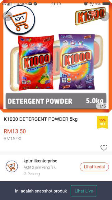 K1000 Detergent Powder Lavender Bloom 5kg Piece Tian Ma Group Holdings Pte Ltd