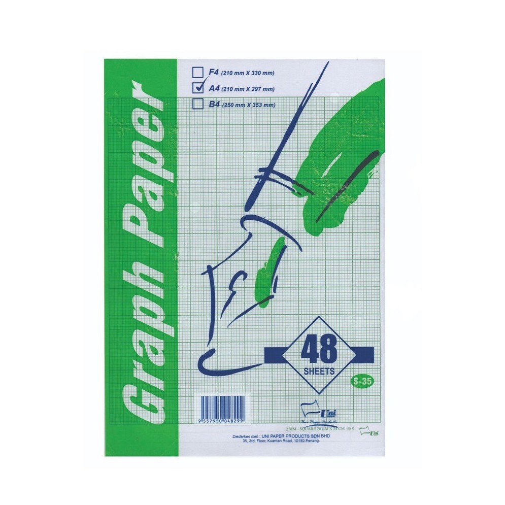 Uni A4 Graph Paper Kertas Graf 48 Sheets S35 Shopee Malaysia