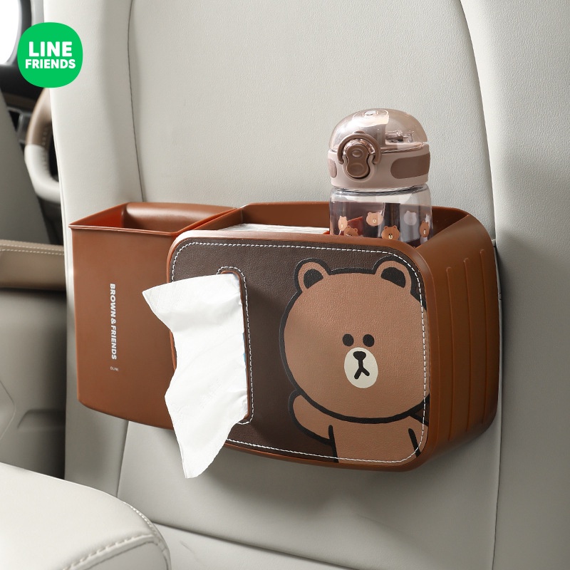 Line Friends Car Trash Can Tissue Box TwoInOne Rear Hanging Type