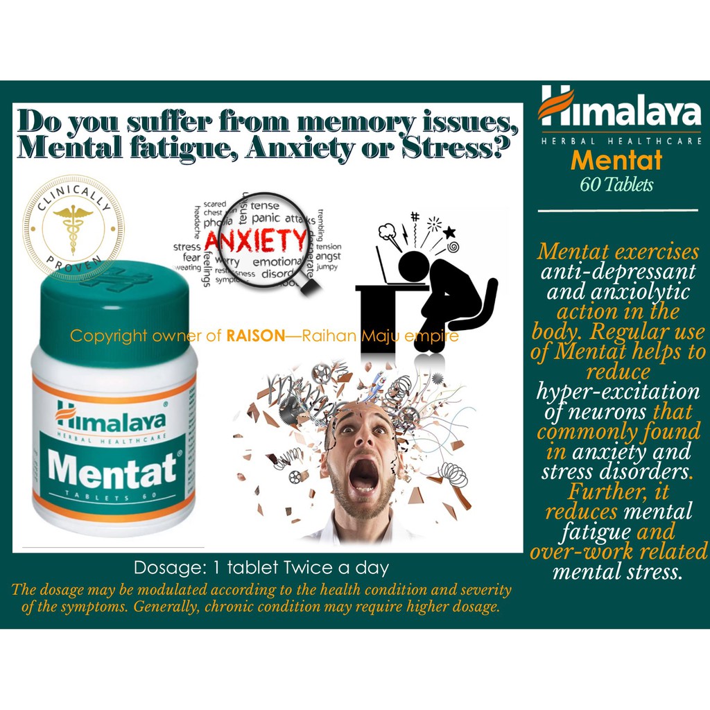 Himalaya Mentat 60 Tablets Mind Wellness Shopee Malaysia