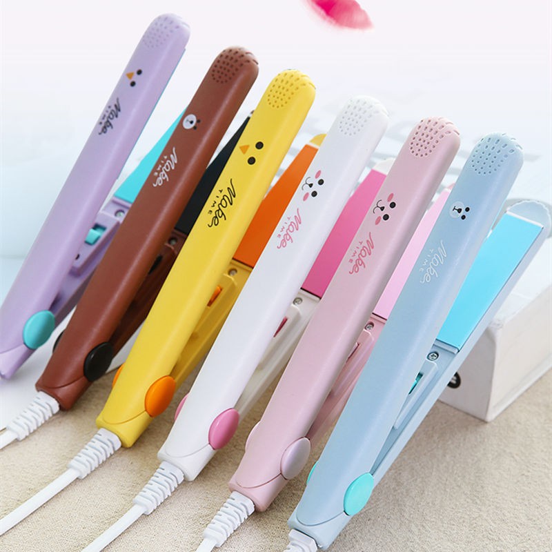 2 in 1 Electric Mini Portable Cartoon Cute Korean Hair Straightener Curler Iron Ceramic Styling Tool 迷你直发器