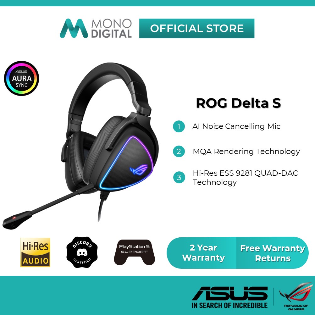 ASUS ROG Delta S RGB Lighting High Resolution USB-C Gaming Headset for PC/Consoles/Mobile