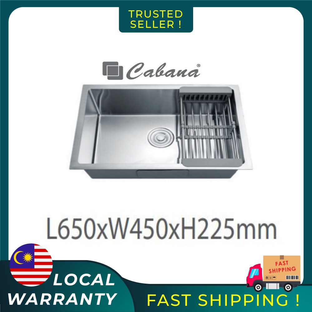 Cabana Stainless Steel Undermount Single Bowl Kitchen Sink Dapur Sinki ...