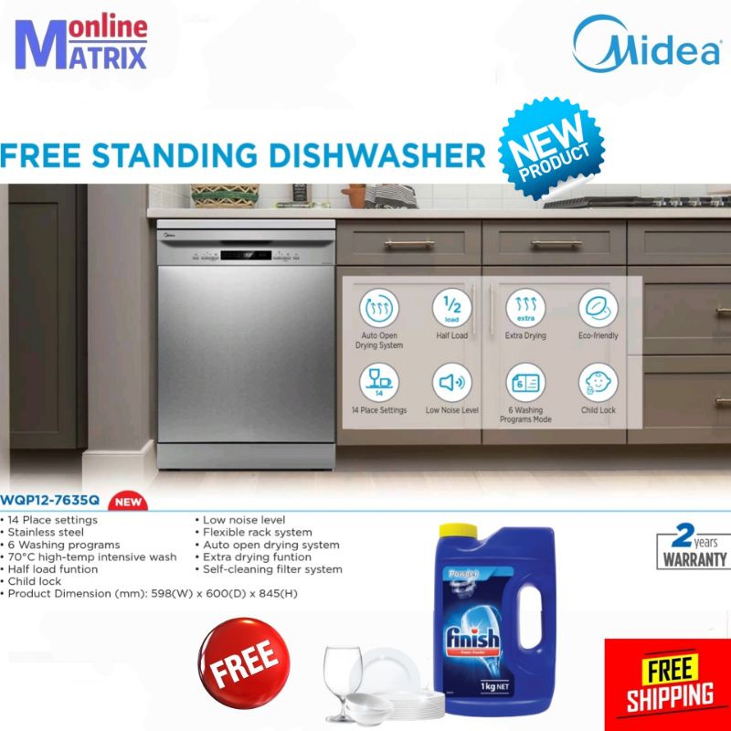 Midea Freestanding Dishwasher WQP12-7635Q