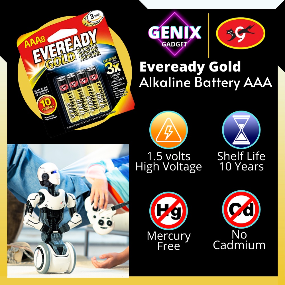 Eveready Gold AAA Alkaline Battery Triple A Battery 1.5V Gold Alkaline