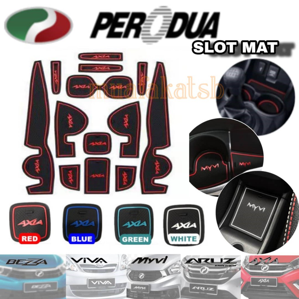 SLOT MAT perodua interior car Myvi Axia Alza Baru 2023 Bezza Aruz Viva Floor Mat Pink Green Red Blue Dashboard slot mat