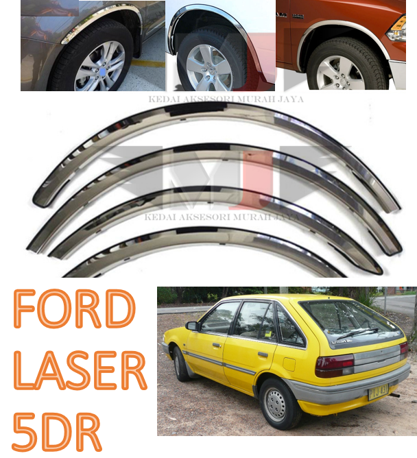 FORD LASER 5DR Fender Arch Trim Stainless Steel Chrome Garnish With Rubber Lining ender Arch Trim Stainless Steel