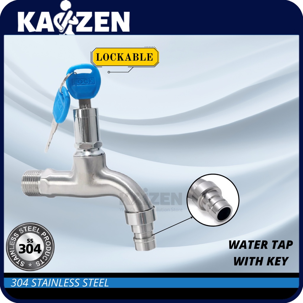 304 Stainless Steel Lockable Wall Bib Tap/ Faucet With Key & Washing