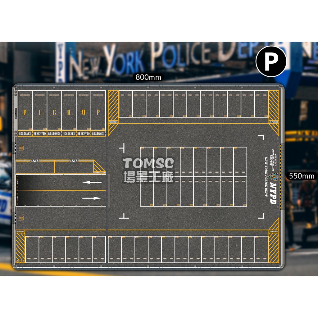 HOTWHEELS / MATCHBOX 1/64 DIECAST POLICE CAR PARKING LOT NYPD DIORAMA