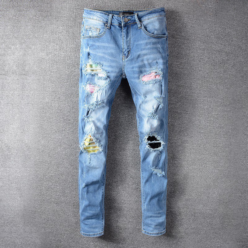 amiri red patch jeans