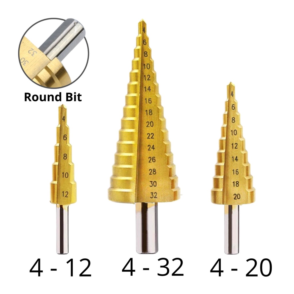 Hex Titanium Step Cone Drill Bit Hole Cutter 4-32MM HSS4241 Sheet Metal Tool KY 