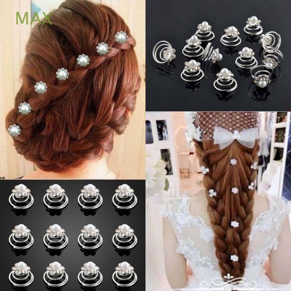 12pcs Bridal Jewelry Twist Pins Pearl Hair Clips Crystal Flower