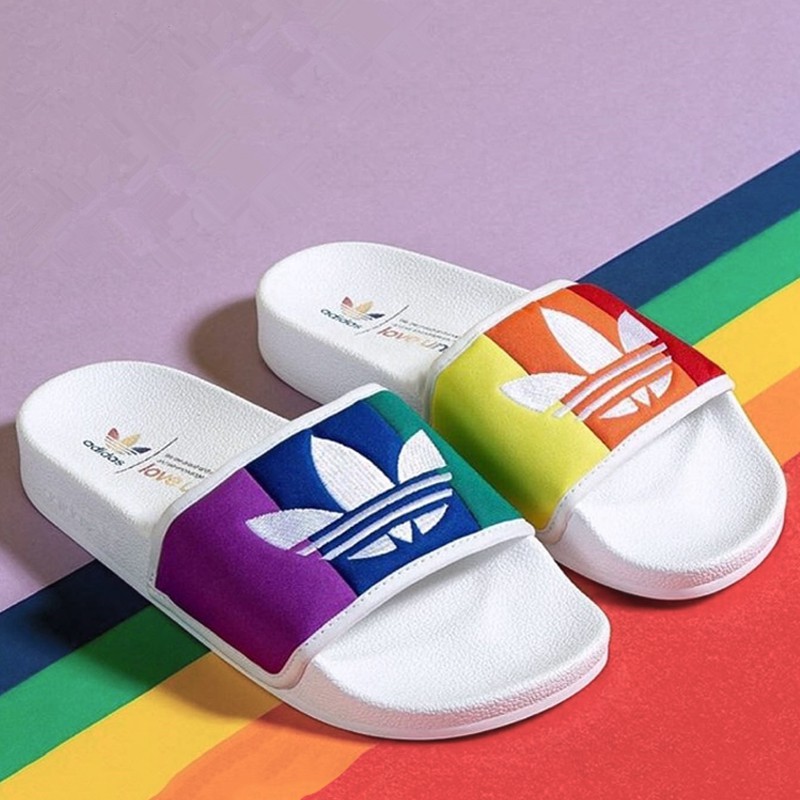 rainbow thick soled slippers