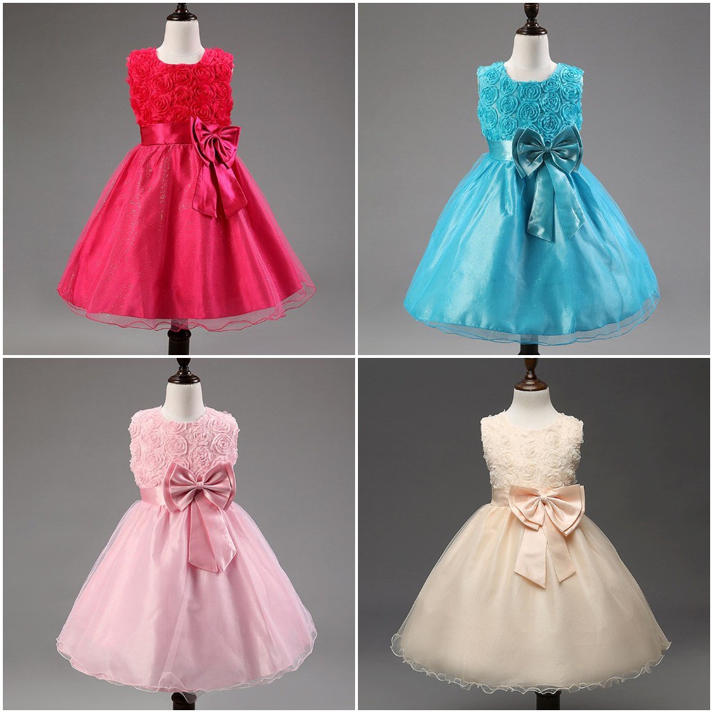 1-9Y Princess Flower Tutu Gown Dress Girls Kids ( Gaun Budak Dinner ...