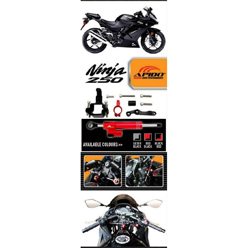 Z1000 03-16 NINJA 250R EX250 2008-2012 ZZR1400 ZX14 06-12 ZX10R 04-05 EX300 NINJA300 2013-2016 Motorcycle Adjustable Universal Steering Damper Stabilizer Control For Kawasaki ZX6R 2005-2017 