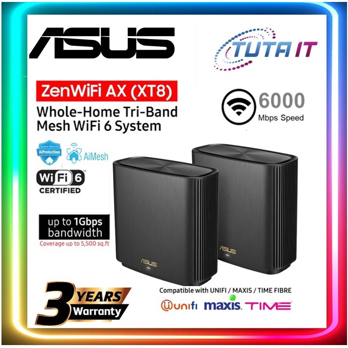 ASUS ZenWiFi AX-XT8 AX6600 Whole Home TRI-BAND Mesh Wifi 6 ROUTER ...