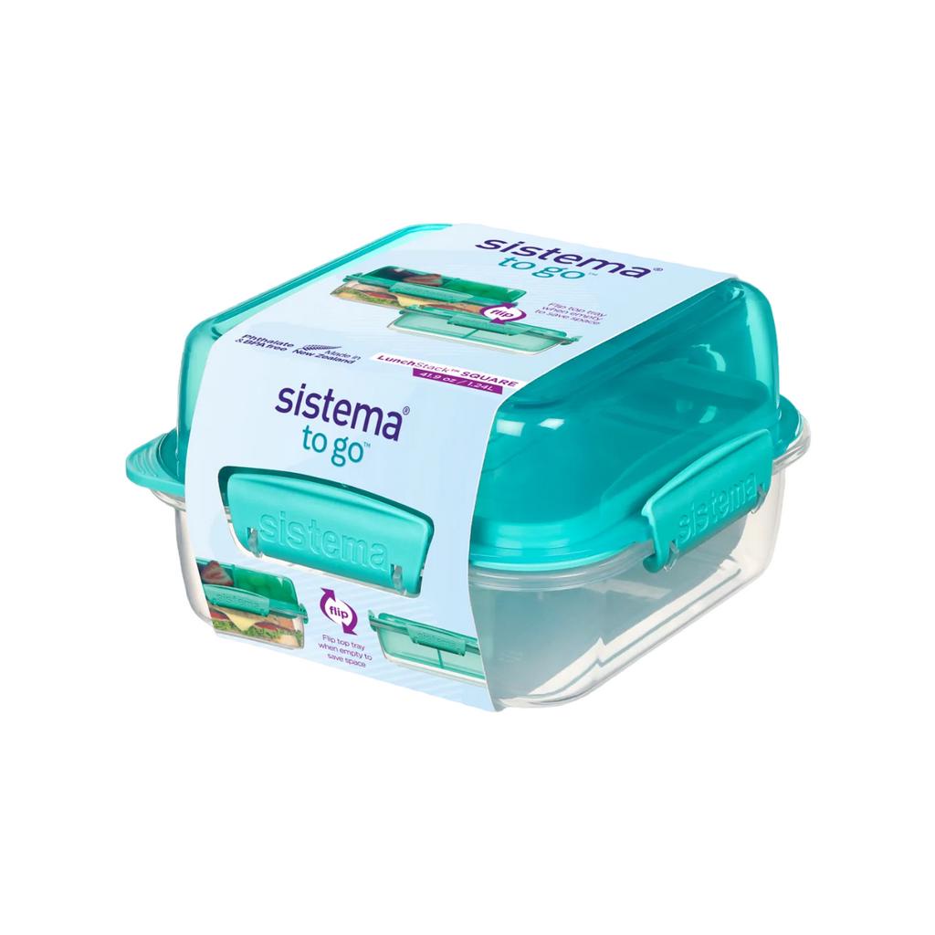 Sistema 1.24L / 1.8L LUNCHSTACK™ TO GO™ SQUARE (FLIP TOP TRAY) Lunch Box Food Storage Container