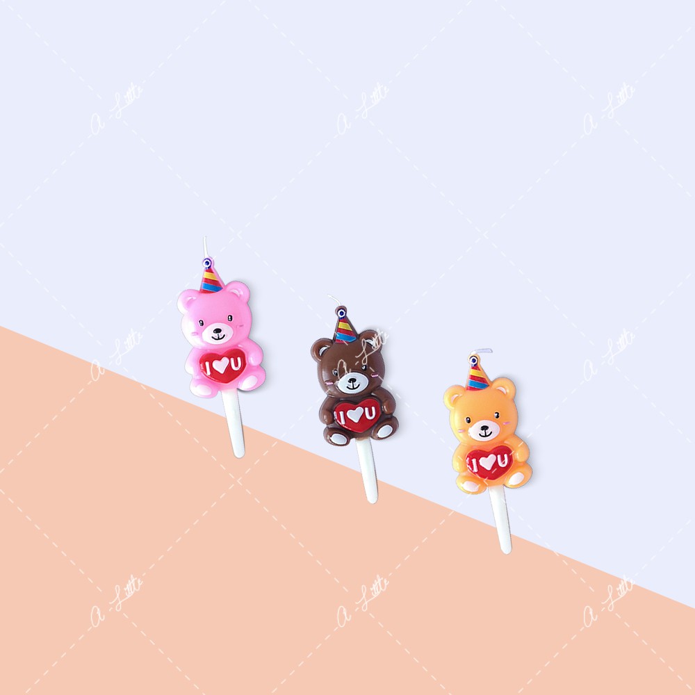 ➢Cartoon Bear Candle Party Decoration Brown Bear Pink Bear Orange Bear 韩风Ins风卡通蜡烛抱抱熊生日蜡烛装饰