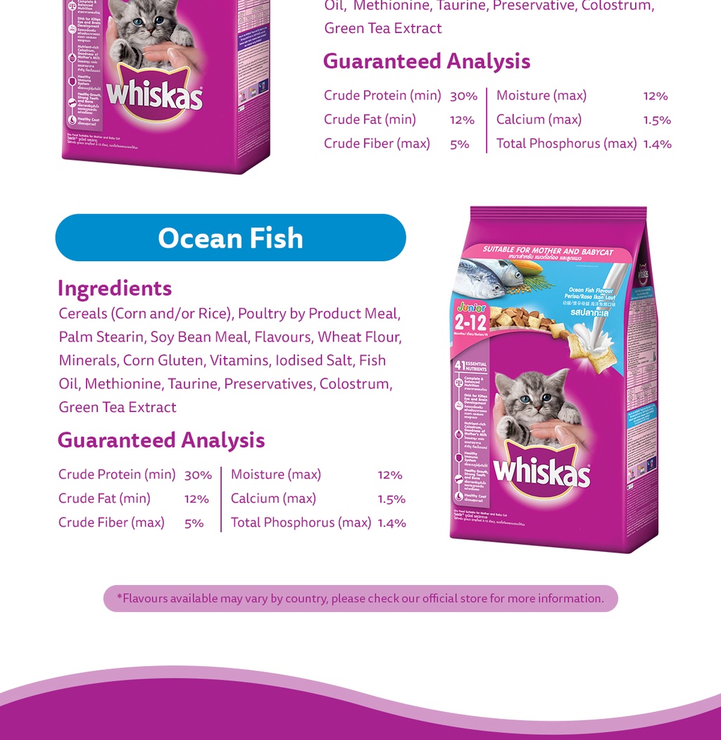 Whiskas Junior Ocean Fish Flavor with Milk Kitten Food Dry Cat Food for