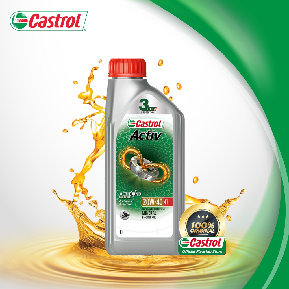 Castrol Activ 4T 20W-40 Continuous Protection for 4-Stroke Motorcycles (1L) - 3428227