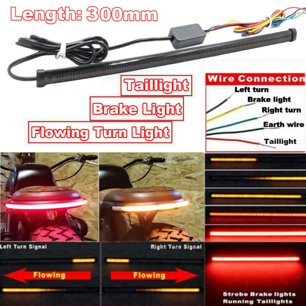 30cm Motorcycle LED Bar Light Strip Rear Tail Brake Stop Signal Cafe ...