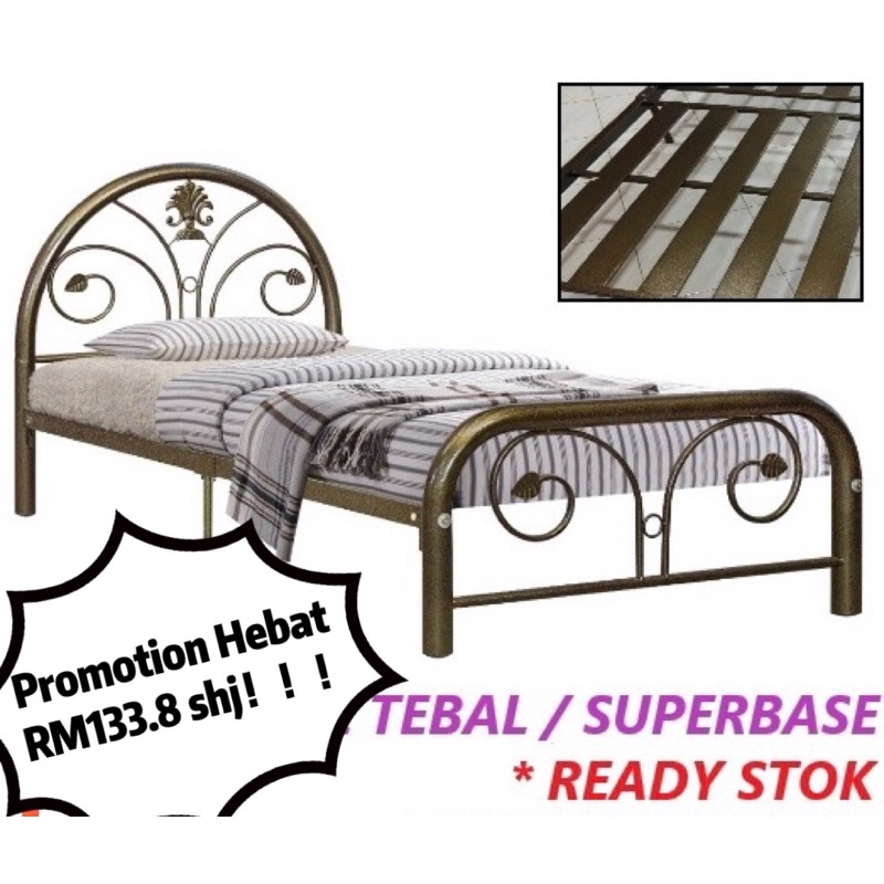 BASE TEBAL (1katil 1 Order) Single Bed Frame/Metal Bed/Bedroom ...