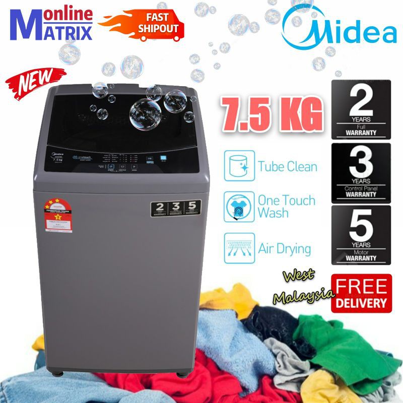 🚚 FREE SHIPPING 🚚 MIDEA 7.5kg Fully Auto Washing Machine Mesin Basuh