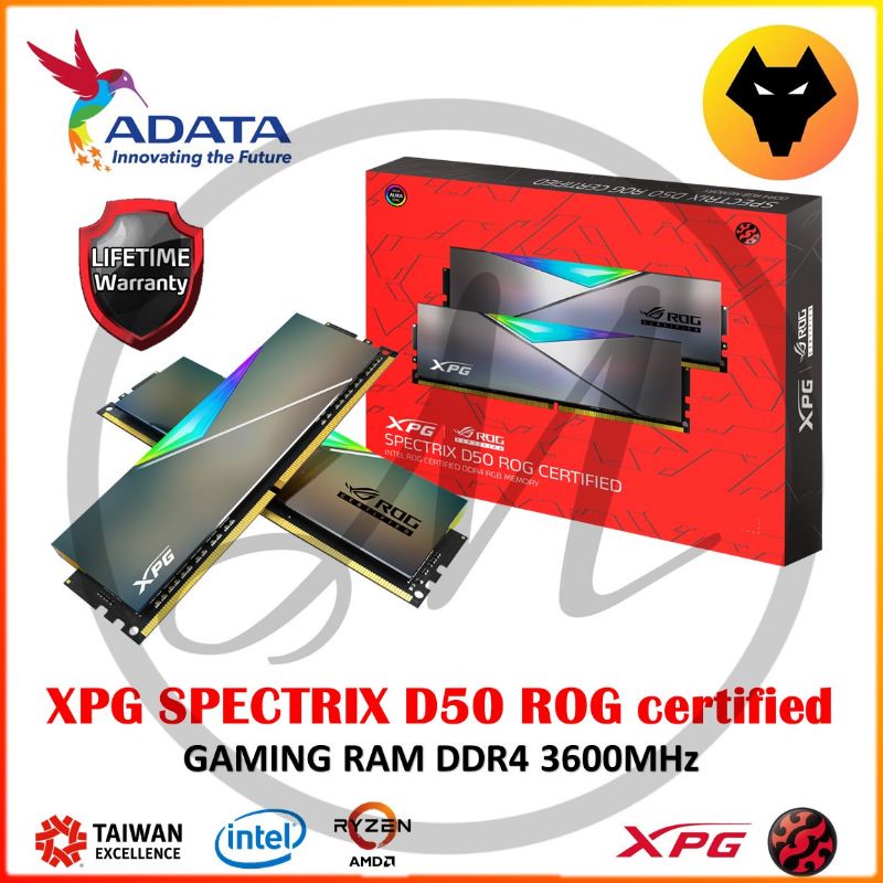 Adata Xpg Gaming Ram Spectrix D50 Rog Certified Ddr4 Rgb 