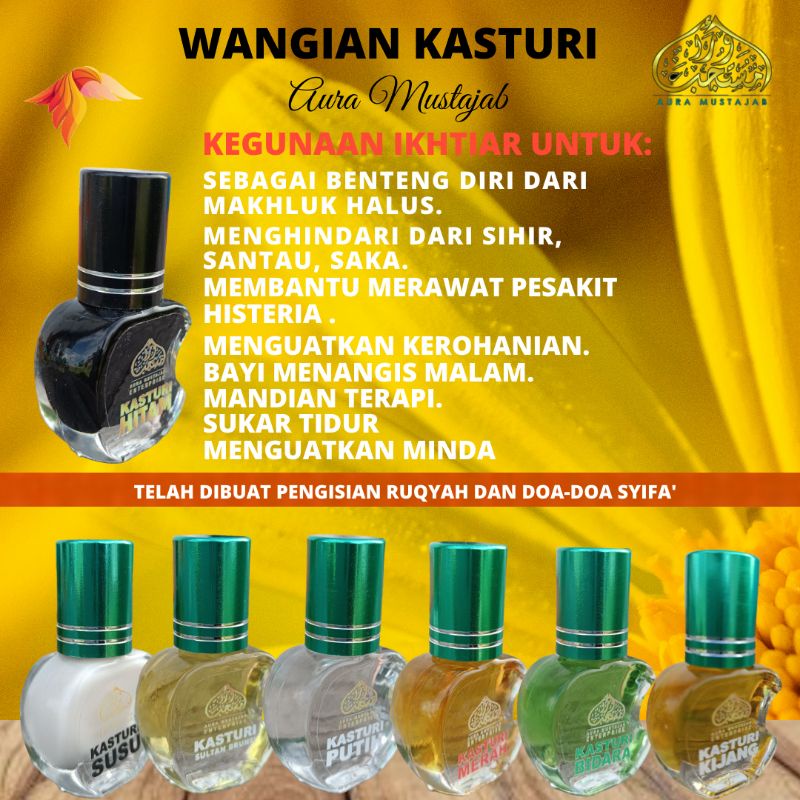 MINYAK WANGIAN KASTURI - MERAWAT MASALAH GANGGUAN JIN, SAKA, SIHIR, SANTAU, BENTENG DIRI, RUMAH DAN PREMIS - HQ ORIGINAL