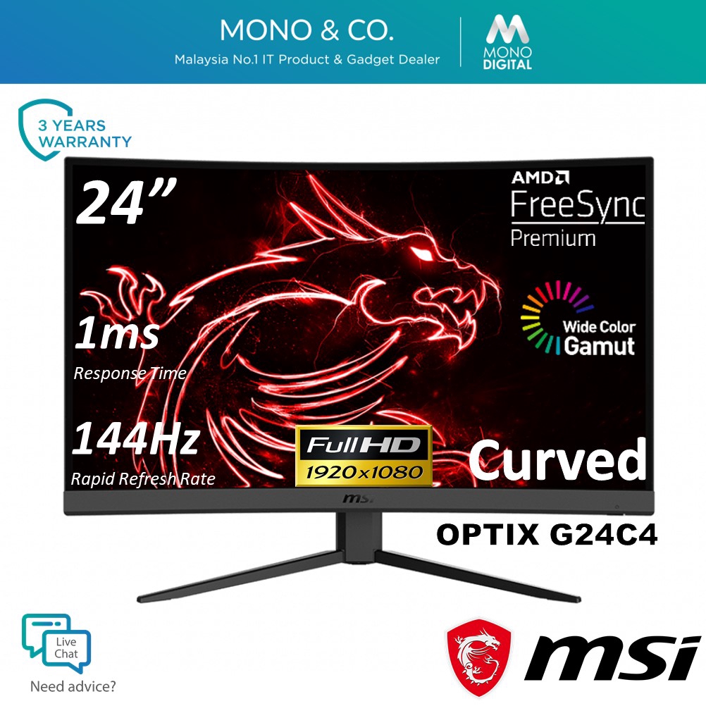 MSI Optix G27C4/G24C4/G27C5 Curved Gaming Monitor with FULL HD (24