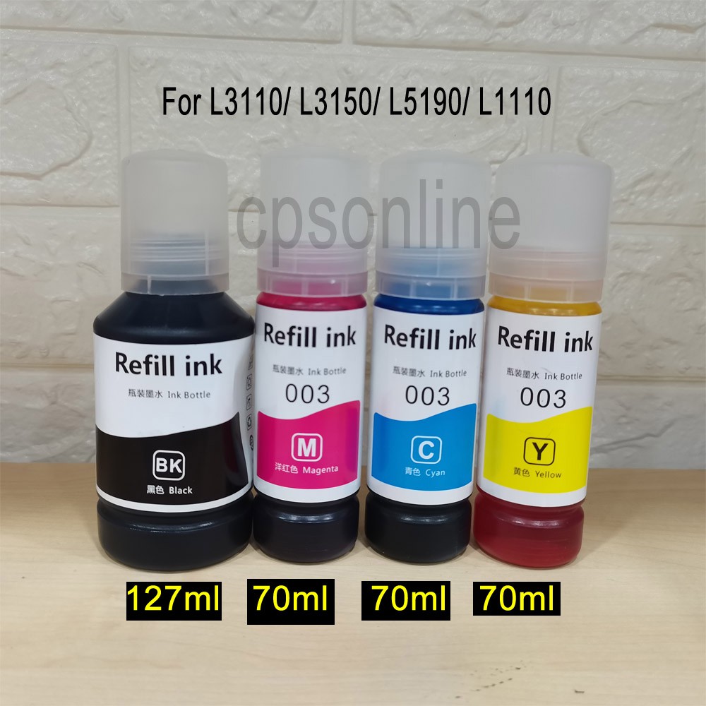 003 Compatible Refill ink for L3110/ L3150/ L5190/ L1110 ( C,M,Y,BK ...