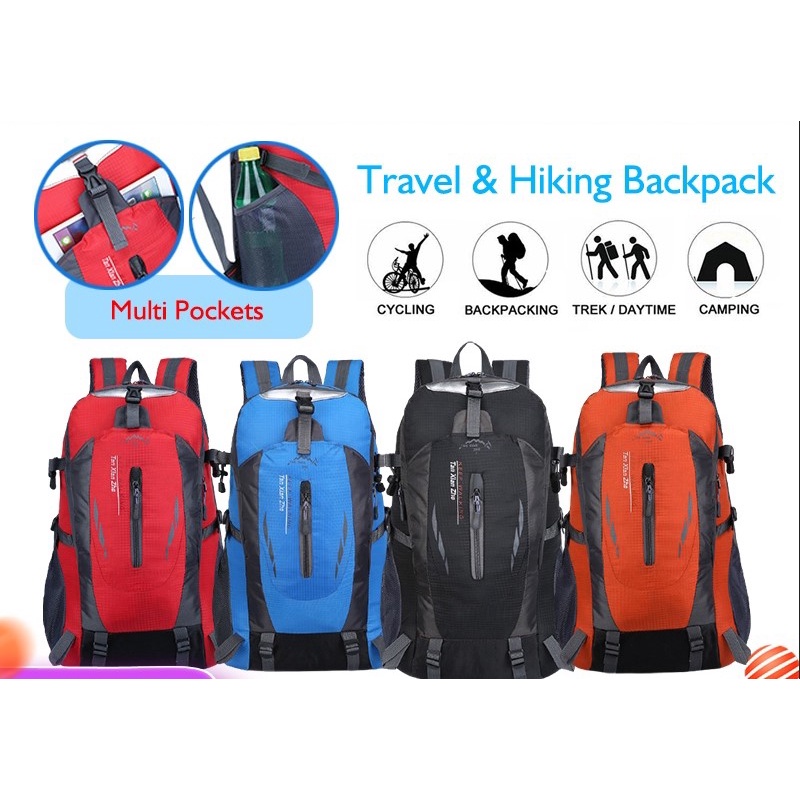 Ready Stock 40l Waterproof Outdoor Backpack Hiking Sports Daypack Bag 