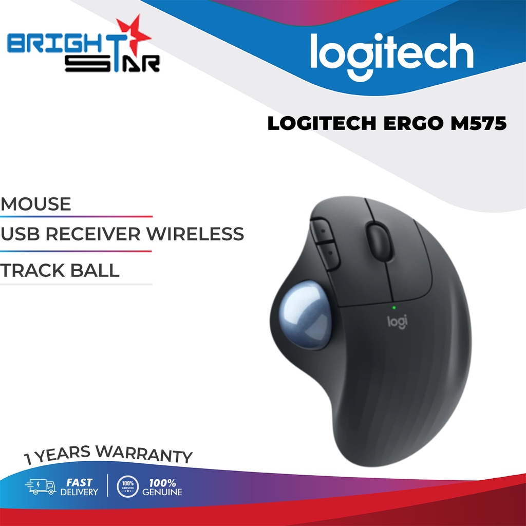 MOUSE LOGITECH ERGO M575 / USB RECEIVER WIRELESS / TRACK BALL / 1Y