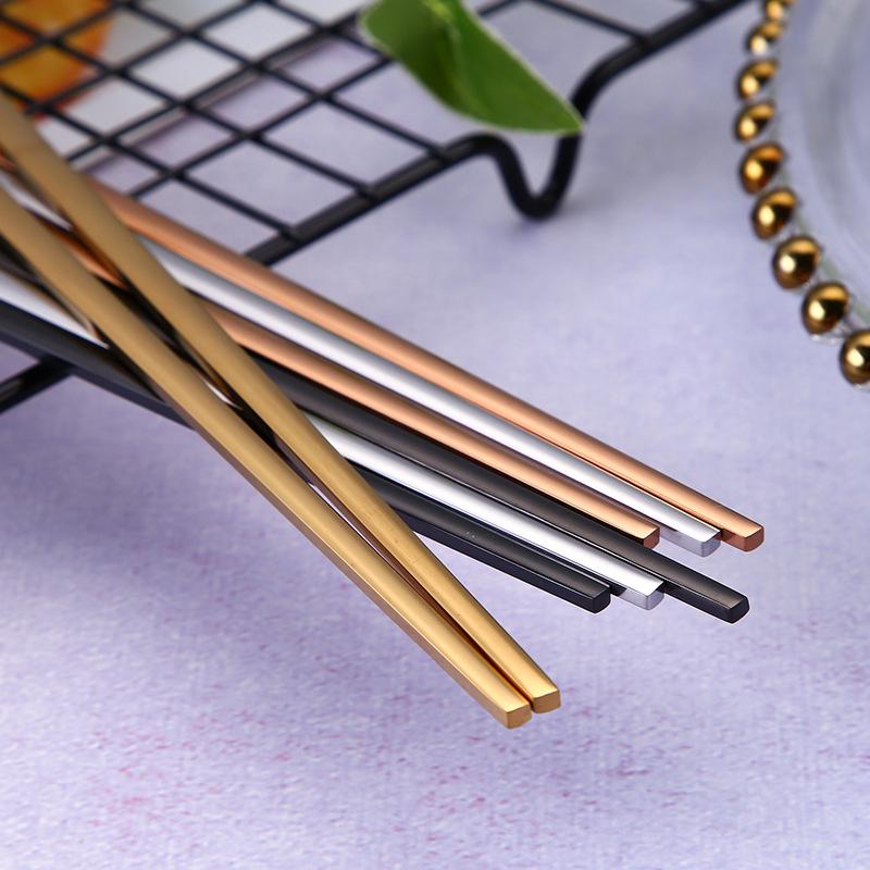 Portuguese chopsticks 304 stainless steel flat chopsticks Gold plated
