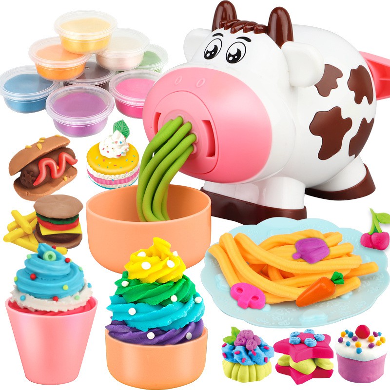 Children clay playset Cow Noodle Machine ice cream maker DIY plasticine kids toy mesin pembuat mee mainan kanak kanak