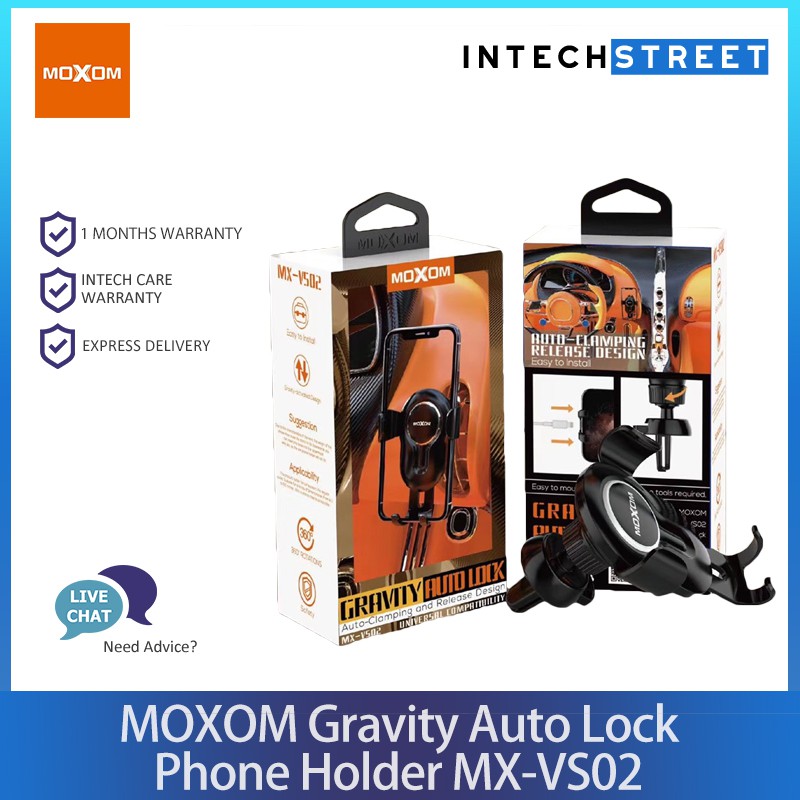 Moxom Gravity Auto Lock Phone Holder Mx Vs02 Shopee Malaysia