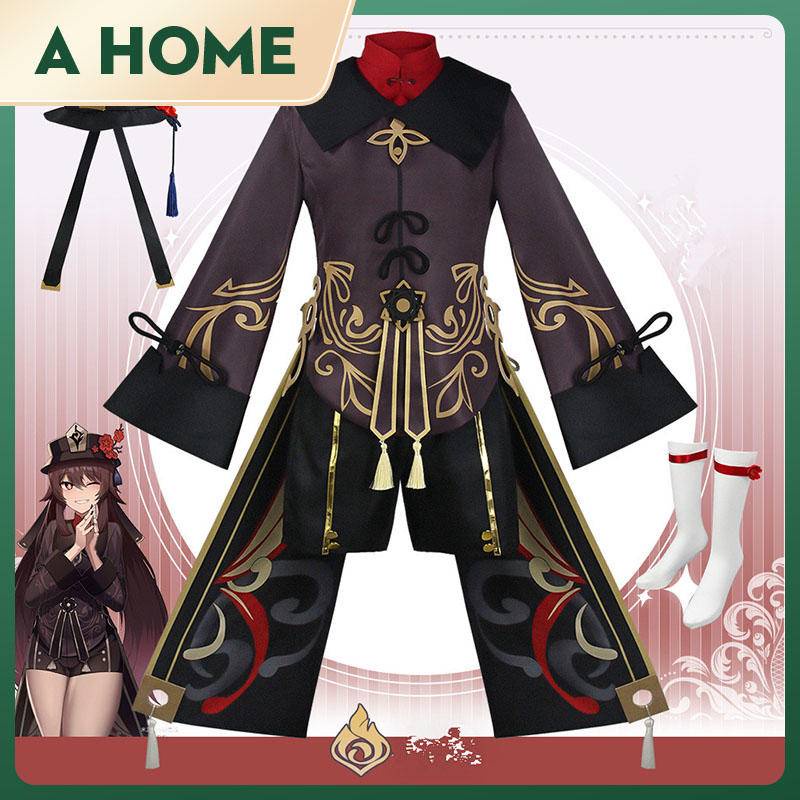 Genshin Impact Hutao Cosplay Costume Uniform and Wig Cosplay Dress Game