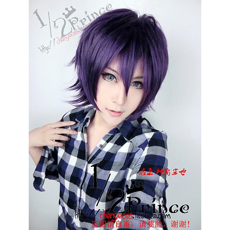 Ready Stock Men Cosplay Hair Wig Dark Purple Rambut Palsu Shopee