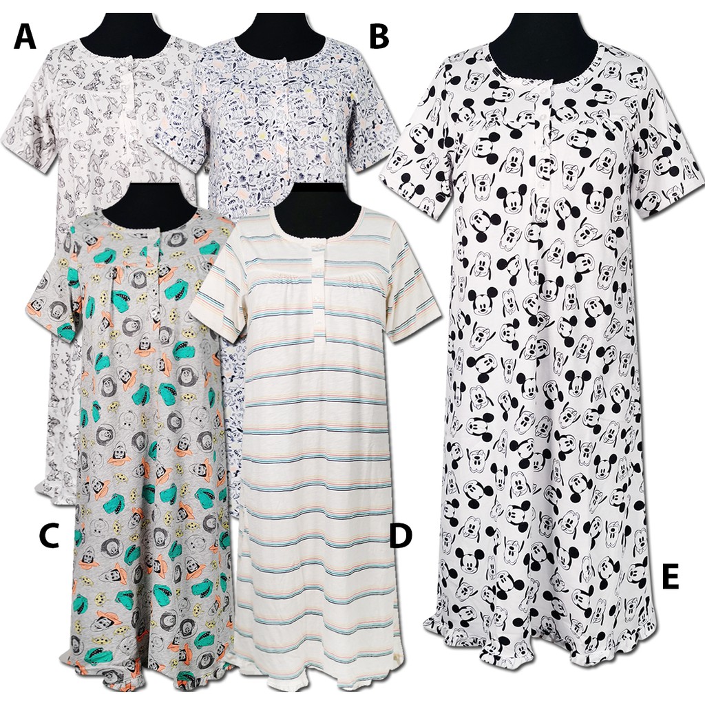 Jenni Women Cotton Pajamas Sleep Dress Maternity Sleepwear Baju Tidur Dress Wanita Panjang Mengandung Menyusu 孕妇睡衣
