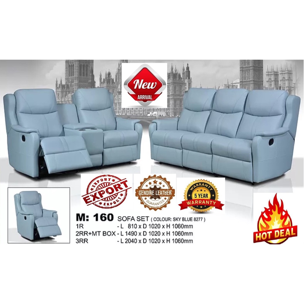 TEXAS 160, 1R + 2 + 3 SEATER High Back Italian THICK COW LEATHER, H/L, SOFA Set, EXPORT Series RM 12,989, SAVE 40%