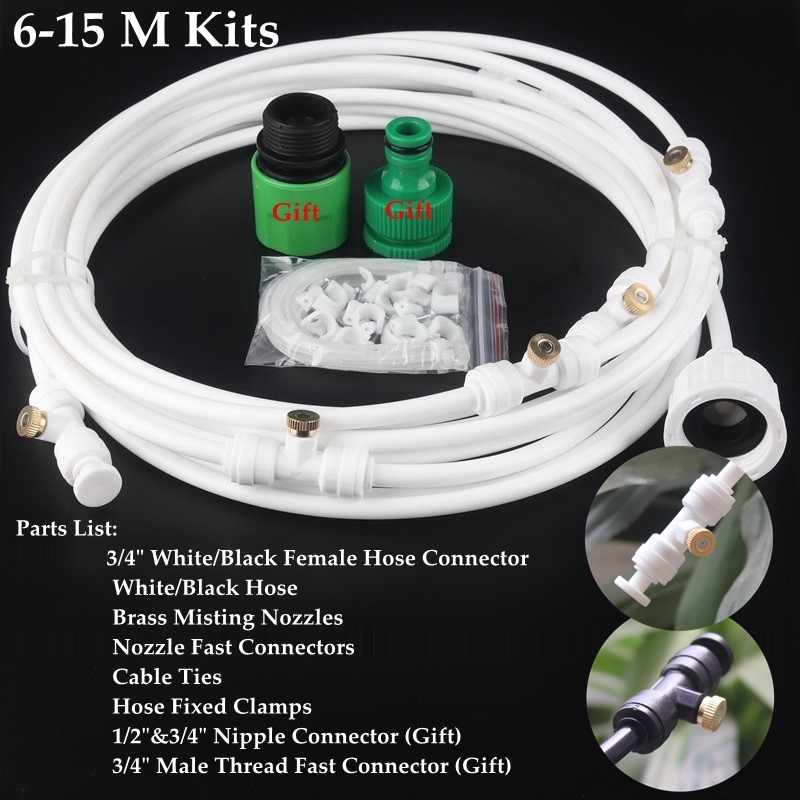 6m 15m Home Garden Cooling Mist System Greenhouse Misting System