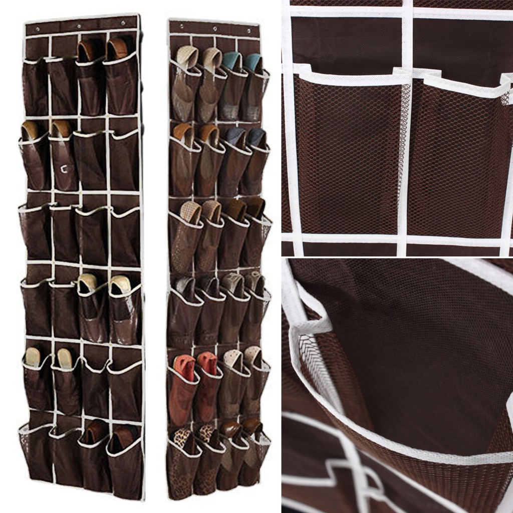 Teamwinm 24 Pockets Space Door Hanging Shoes Organizer Mesh Storage Rack Closet Holder Shopee Malaysia