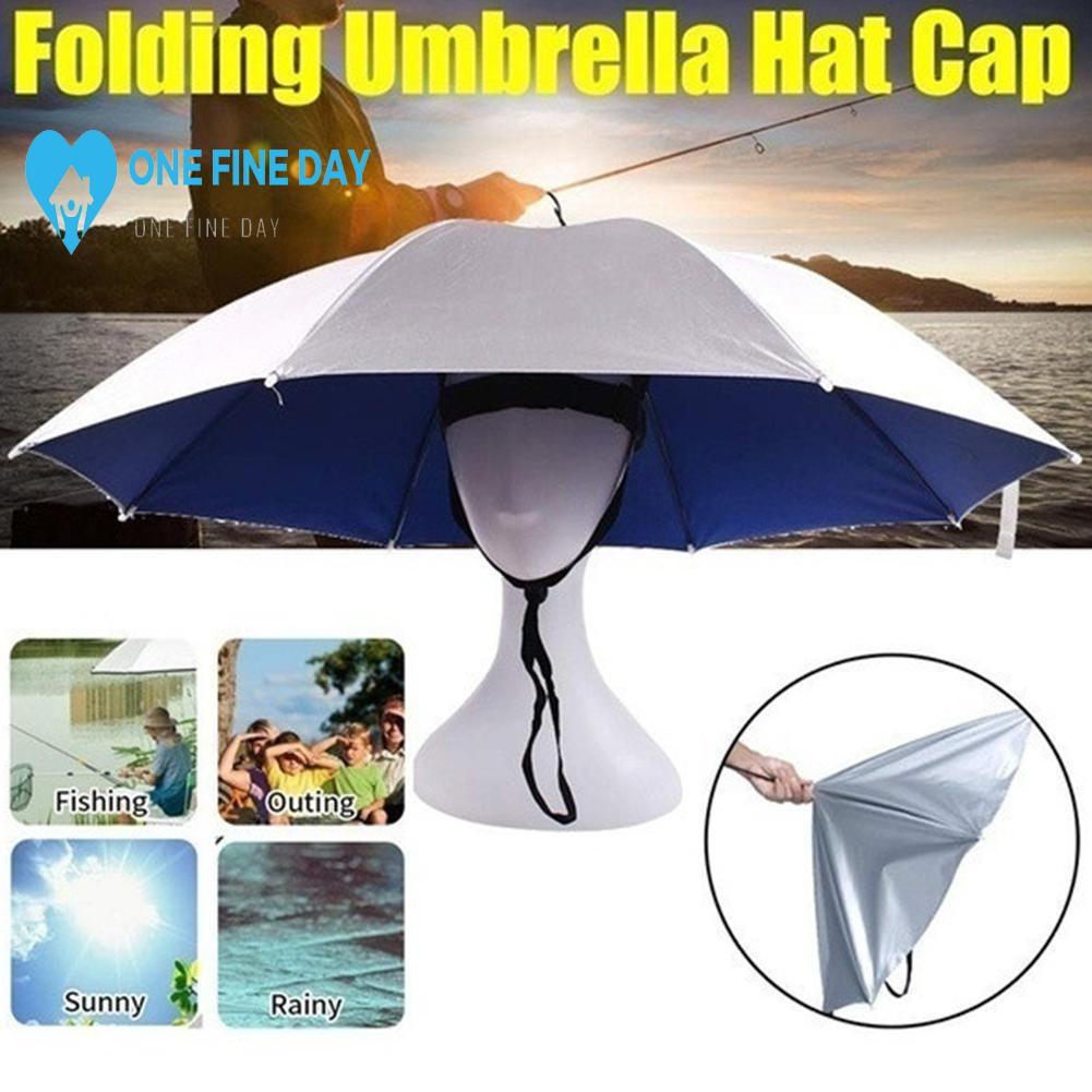 Foldable Head Umbrella Hat Anti-Rain Anti-UV Outdoor Portable Beach Fishing Umbrella Hiking X4C9