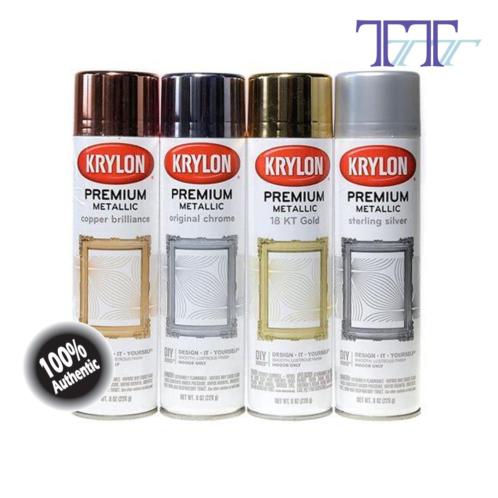 Krylon Premium Metallic Spray Paint 8oz (Original Chrome / Gold