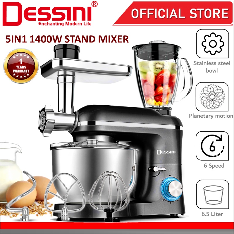 DESSINI ITALY 5 IN 1 Electric Stand Mixer Dough Egg Beater Blender Grinder Meat Chopper Mincer Juicer Extractor Pengadun