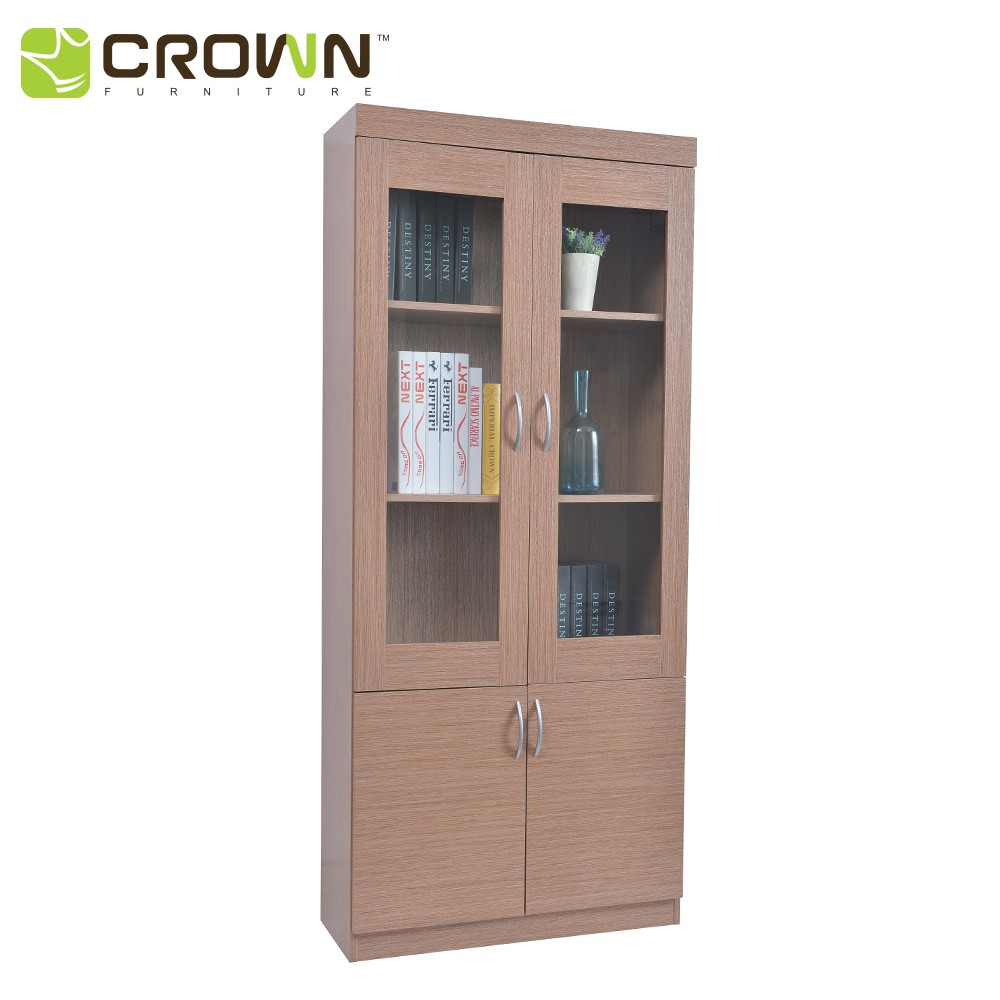 Crown 2 Doors Book Cabinet Glass Door Urban Oak