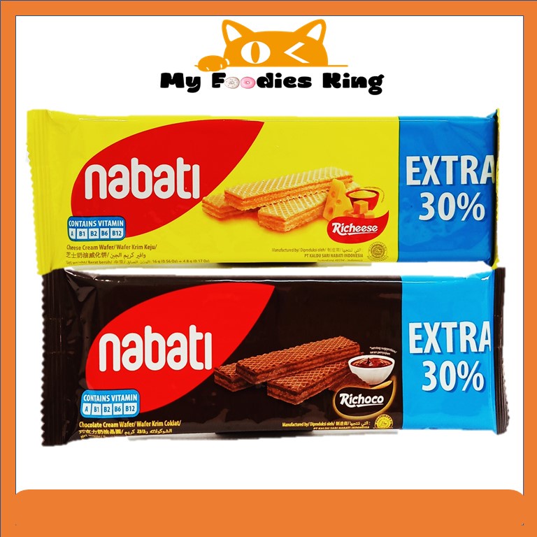 Halal 20.8g x 1pkt Nabati Cream Wafer Extra 30% Richeese Cheese Richoco Chocolate Peanut Butter [My foodies King]