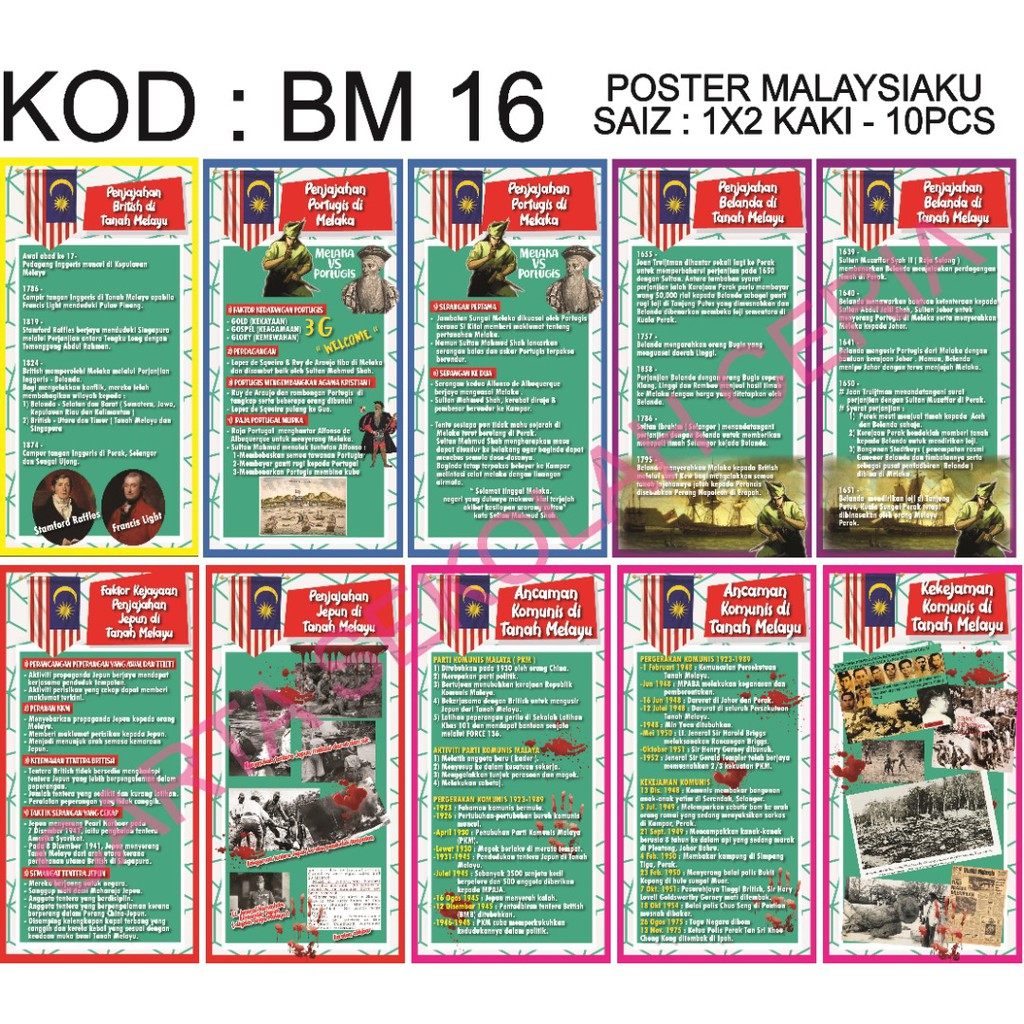 Poster 10pcs Penjajahan Di Tanah Melayu Bm16 Shopee Malaysia